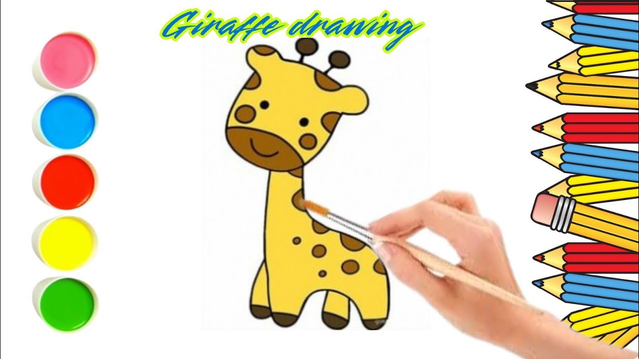 How To Draw a Giraffe For Kids | Step By Step | Giraffe Drawing EASY ...