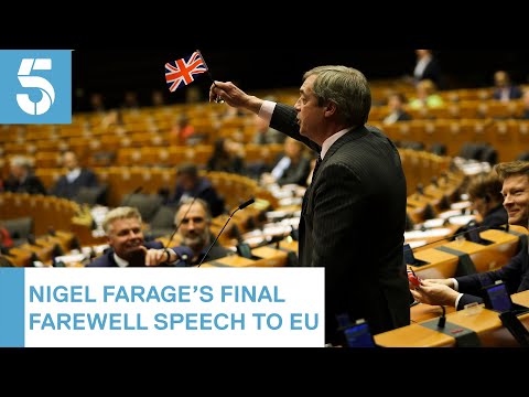 Full: Nigel Farage's Farewell Speech Cut Off By European Parliament For Waving Union Flag | 5 News