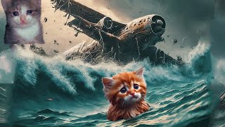 The cat's airplane crashed into the ocean😲😭 #cat #catlover #cute#kitten   #cutecat #shorts