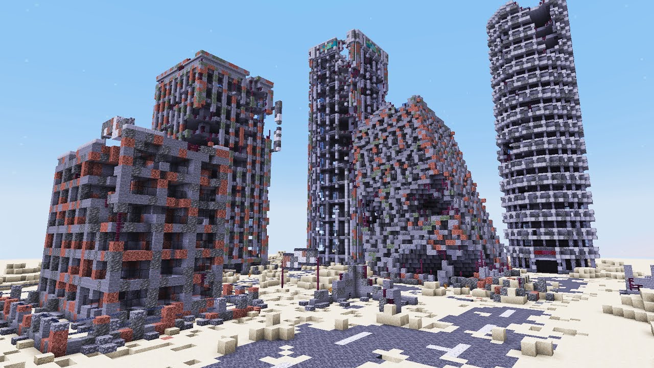 マイクラで荒廃した都市を作ってみた マインクラフト アースデイ Earthday Youtube