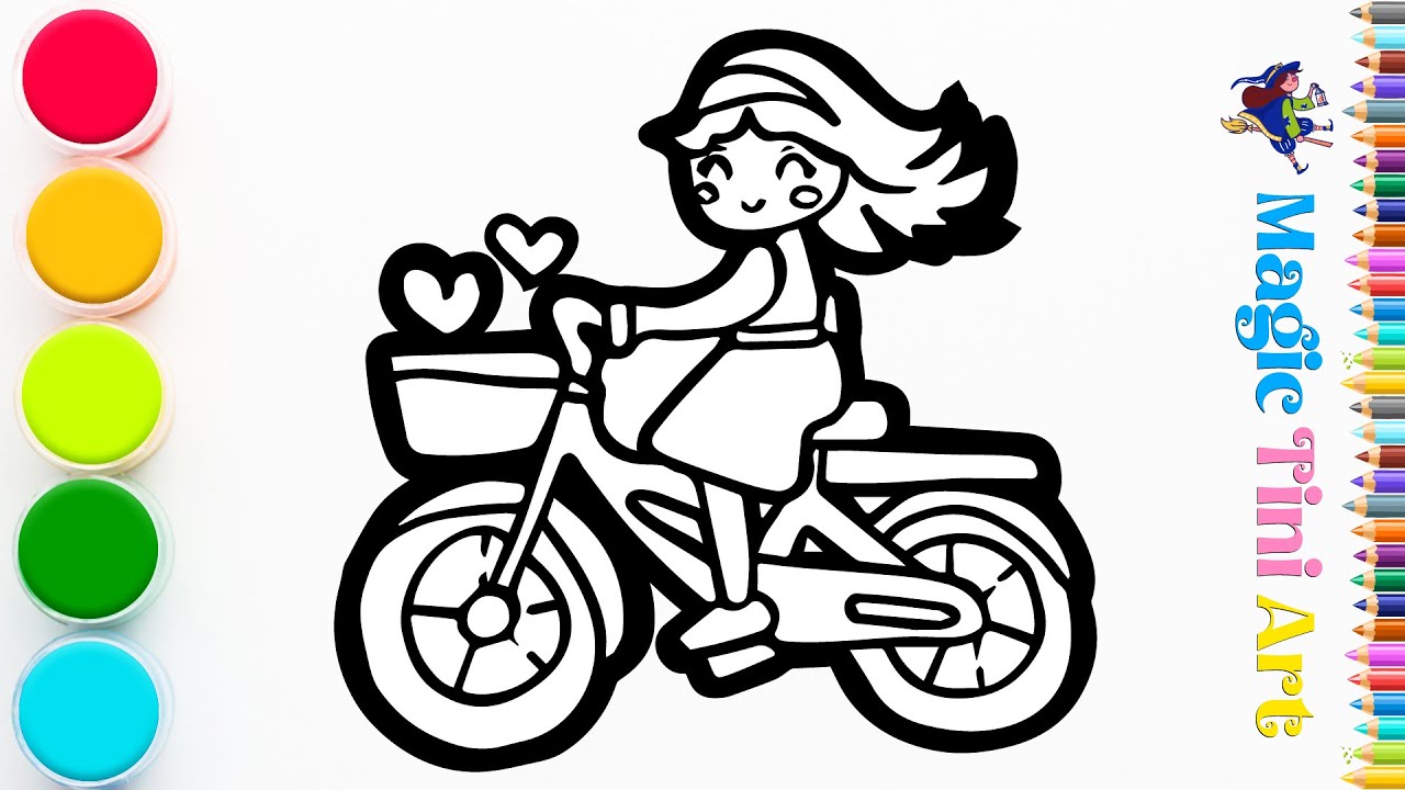 How to Draw a Girl riding a Bicycle | Step by Step