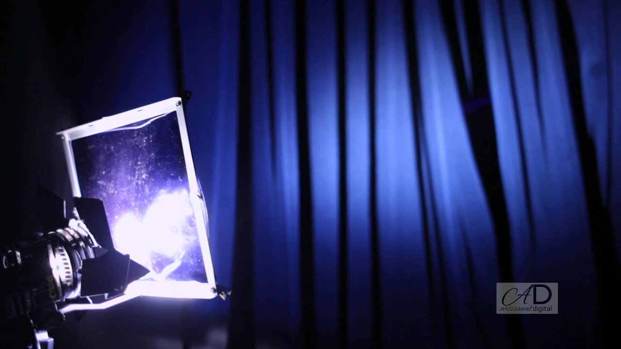 Studio Light With Blue Gel On Curtain You