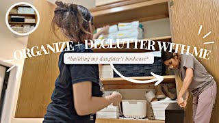 ORGANIZE & DECLUTTER WITH ME! 🍃+ Building our *NEW* bookcase 🎀  (took me 3 days)