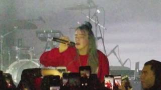 Billie eilish performing "when the party's over" live in concert at
observatory santa ana, california on march 11, 2018. where is my mind
tour.