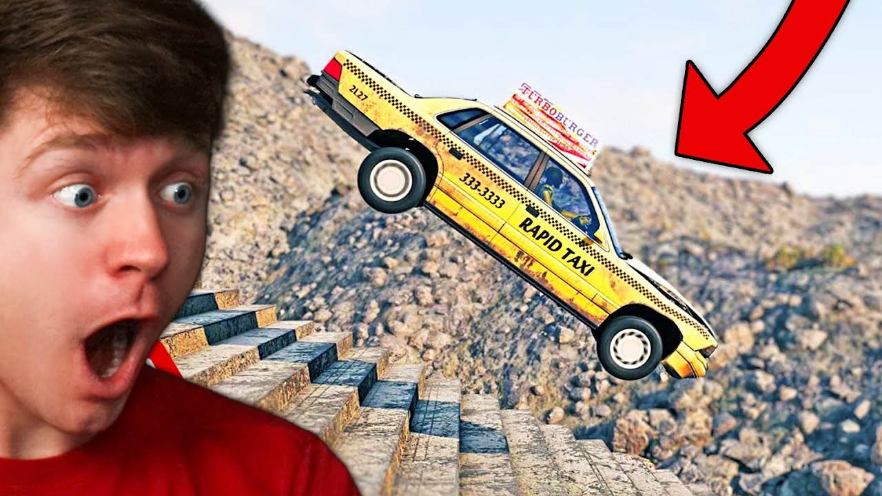 Reacting to CARS vs STAIRS! (Beamng Drive)