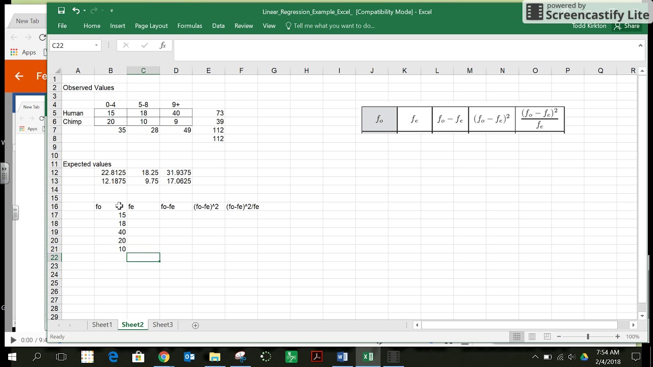 Chisquared example on excel (updated) YouTube