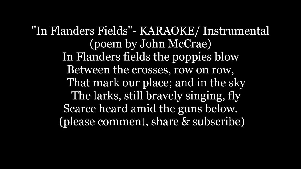 IN FLANDERS FIELDS Karaoke Instrumental Backing Track Lyrics Words text