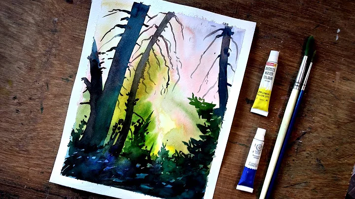 A Simple Tree Landscape with Watercolor - Paint wi...