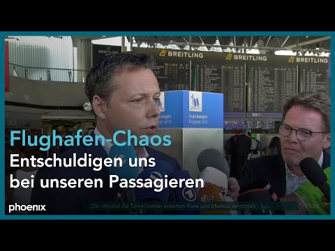 Jürgen Harrer und Reza Ahmari zur aktuellen Situation am Frankfurter Flughafen am 22.07.22