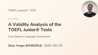 A validity Analysis of the TOEFL Junior Tests