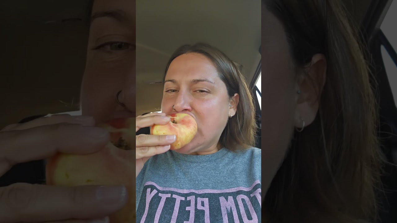 Donut peaches need to eaten outdoors. Juiciest ever!! 