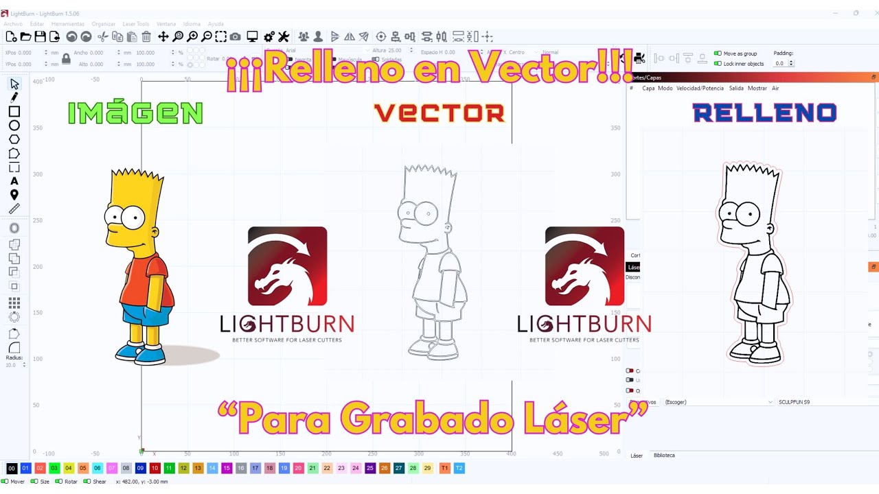 🔥LIGHTBURN🔥Relleno en Vector para Grabado Láser