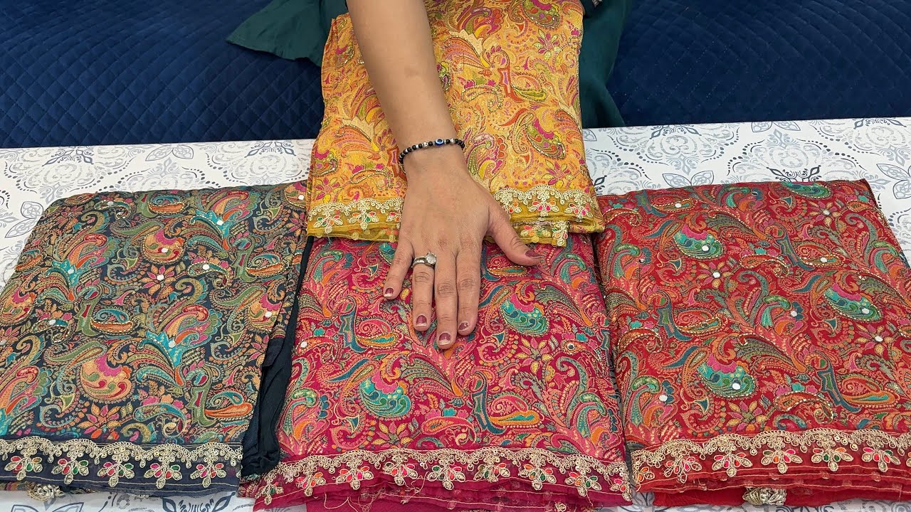 Trending Position Weaving🌹Handwork 🌹Cutdana🌹 Chiffon Dupatta🌹For Order - 8587820795🌹