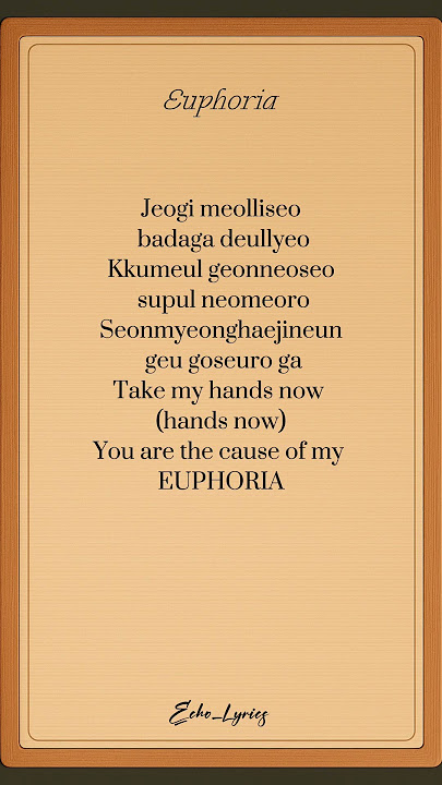 Can you sing? Euphoria - BTS (Jungkook) Subscribe #echolyrics #bts #easylyrics #romanizedlyrics