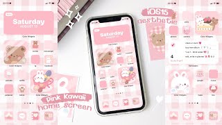 customize your iphone aesthetic 🌷 (pink kawaii theme) ios15 🐰 | how to have an aesthetic phone screenshot 2