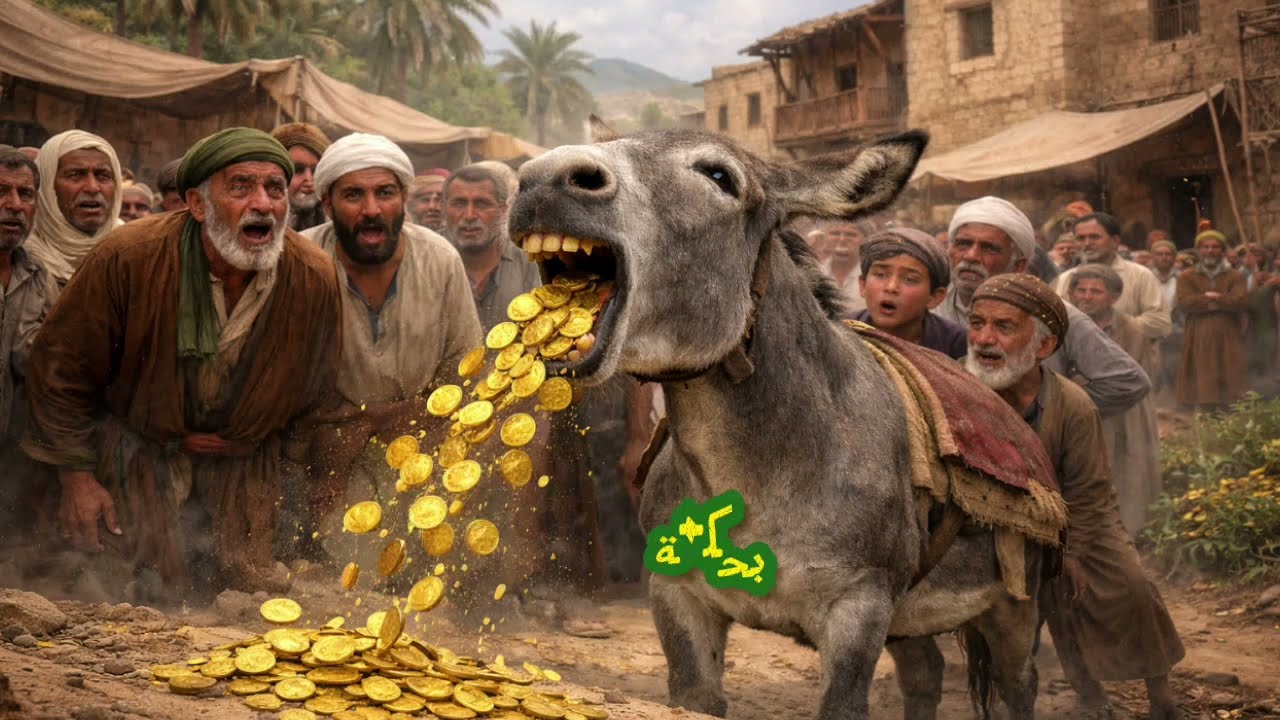 قصه المحتال والحمار العجيب الذي يسقط المال عند كل نهقه