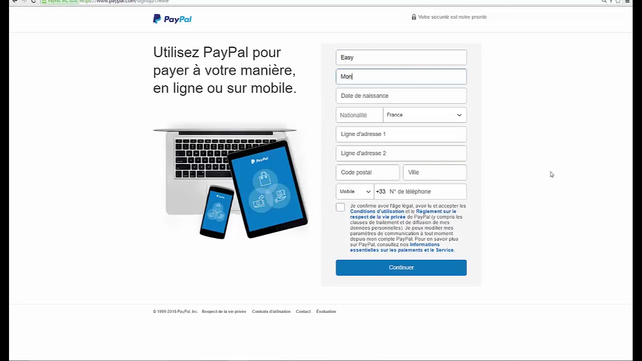 comment creer un compte paypal sans carte - YouTube