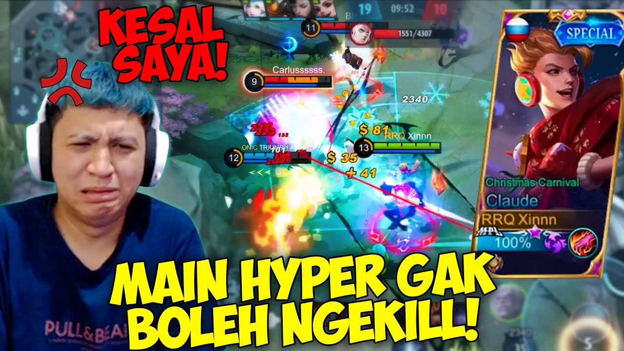 REAKSI KOCAK BANG XIN KESAL SAYA MAIN HYPER CLAUDE TAPI KOK GAK BOLEH NGEKILL !! NGAKAK GAMING !!