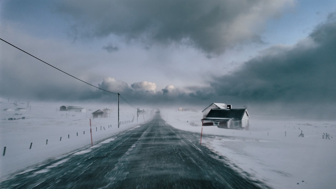 Arctic Blizzard Relaxing Winter Snowy Drive Tour. Snow Storm & Ice Roads, Ambient ASMR sounds EXT