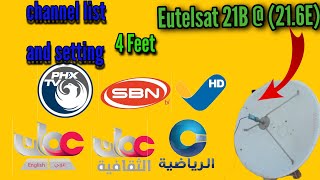 Eutelsat 21B (21.6E ) 4 feet dish antenna channel list and sitting