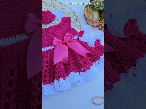 ✅️ TUTORIAL 🌸 Crochet Baby Girl Pink Dress for Pics #crochet #moderncrochet #crochettutorial
