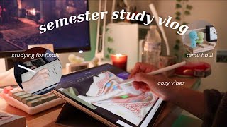 cozy fall semester study vlog (studying for finals, temu haul, candle hauls, + more!) 🍂✨