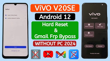 VIVO V20SE (V2022) Hard reset and Gmail Frp Bypass Android 12 WITHOUT PC.