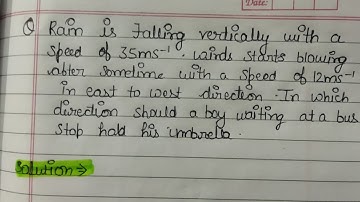 Rain is falling vertically with a speed of 35 m/s. Winds start blowing after sometime with a speed