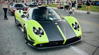 $10m GREEN Pagani Zonda Cinque Acceleration and Backfire!