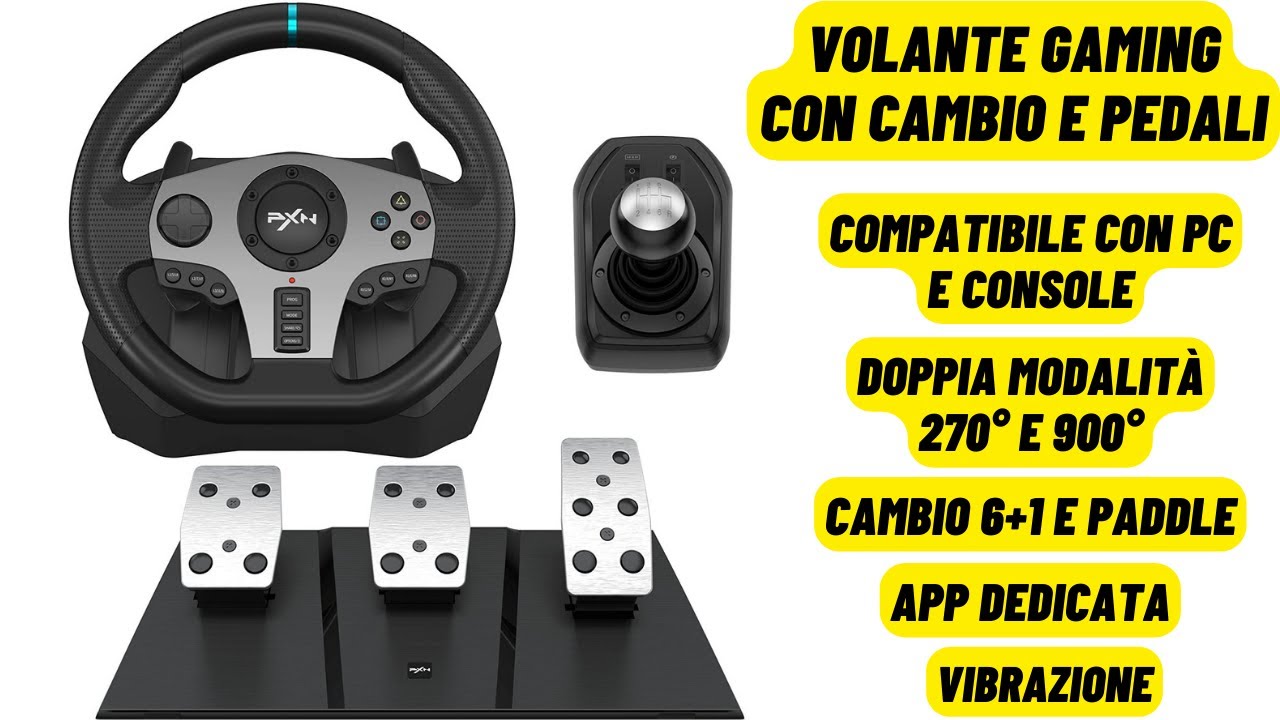 Volante Gaming PXN con Leva cambio e Pedali - Multipiattaforma e APP di  controllo #Shorts 