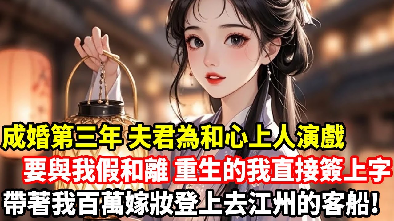 成婚第三年，夫君為和心上人演戲，要與我假和離，重生的我直接簽上字，帶著我百萬嫁妝登上去江州的客船！