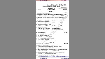 6th standard maths first midterm question paper Thoothukudi district@EasyLearningquickly #shorts