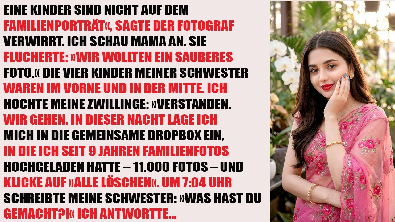 „Ihre Kinder sind nicht auf dem Familienfoto“, sagte der Fotograf verwirrt. Ich sah