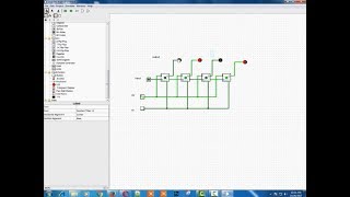 Using logisim software made a 4bit serial in parallel out shift register using D-type filp-flop