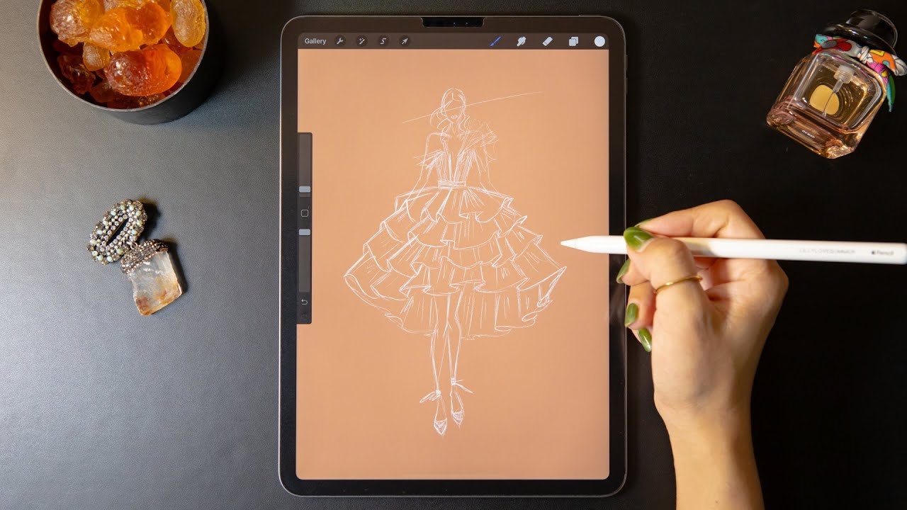 Procreate Digital Fashion illustration Speed Drawing For Dress | Apple ...