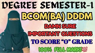 DDDM | Data Driven Decision Making Gunshot Questions💯✅| 2026 OU | Degree Sem-1 Bcom(Ba) DDDM