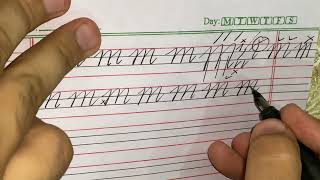 Cursive writing lesson 14 - how to write alphabet M | The Cursive Space 