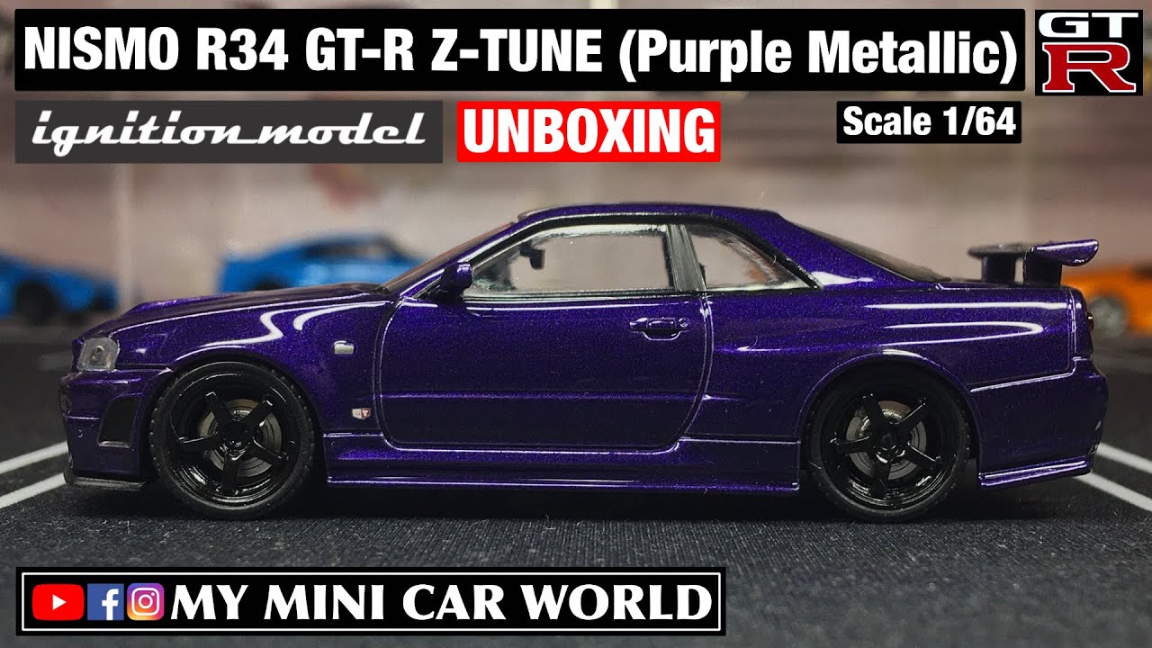 【MY MINI CAR WORLD】UNBOXING IGNITION MODEL 1/64 NISMO GT-R R34 Z-TUNE  (PURPLE METALLIC)