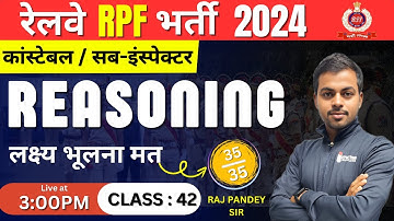 Reasoning For Railway Exam | RPF Syllabus 2024 | RPF Reasoning Class 2024 | RPF Exam 2024 | Invictaa