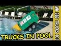 Toy garbage trucks dive in pool for fun mrbigtrucks101