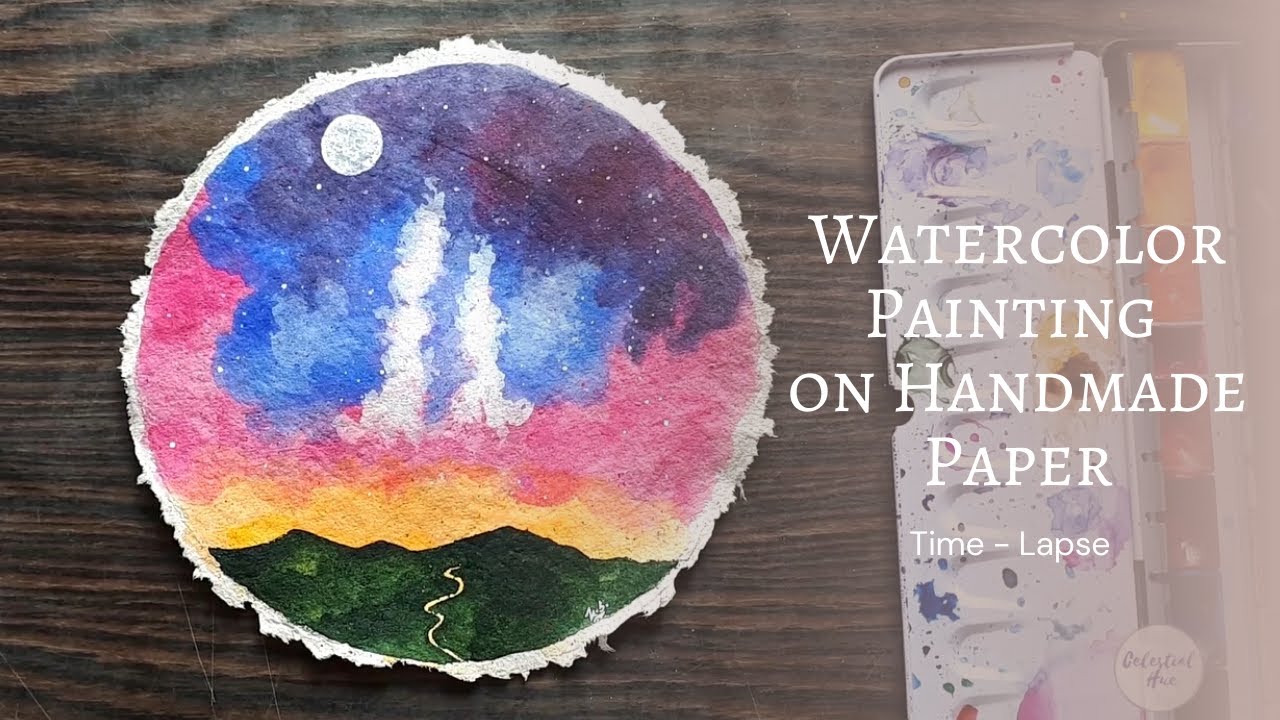 Watercolor Painting on Handmade Paper Time Lapse YouTube