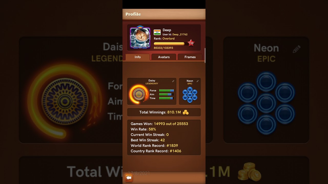 MY CARROM POOL I'D COLLECTION. 😘😘🥰🥰🥰😍😍 .....,.........