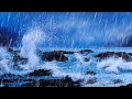 Heavy Rain &amp; Large Crashing Waves | Nature White Noise for Sleeping