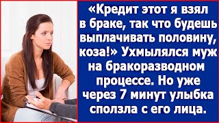 Кредит я брал в браке, так что будешь выплачивать половину! Ухмылялся муж на бракоразводном процессе