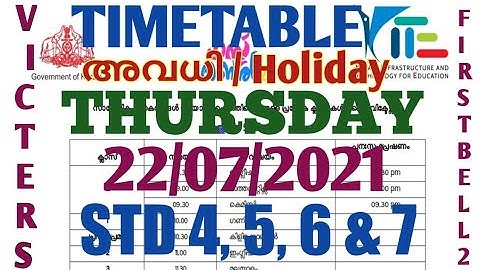 Victers Channel Timetable 22/07/2021 Thursday 22 July First Bell 2.0 STD 4, 5, 6 & 7