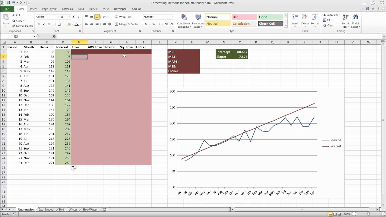 Forecasting In Excel Using Simple Linear Regression - 