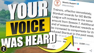 Your Voice was Heard! Niantic Increases Stardust for Pokémon GO Battle League!