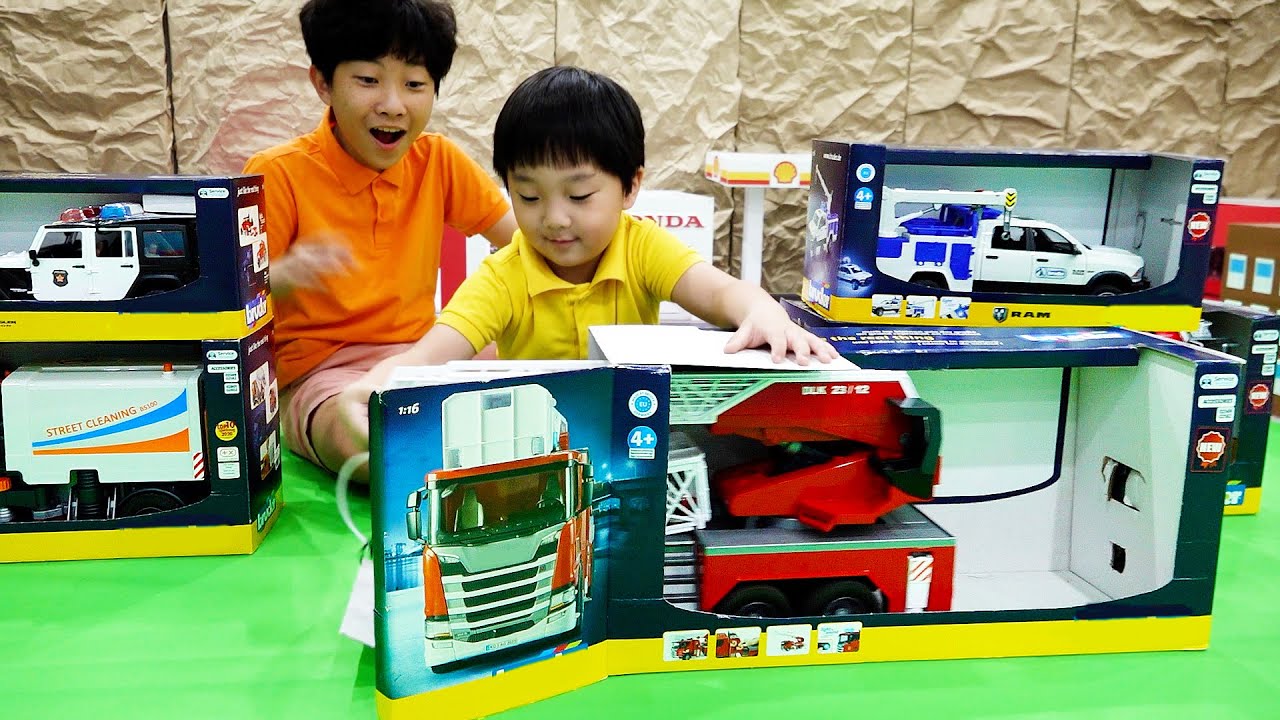 игрушечный автомобиль распаковка грузовик для детей Fire Truck, Police Car Toy for Kids