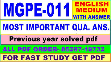 mgpe 011 important questions / mgpe 11 previous year question paper in English /ma political science