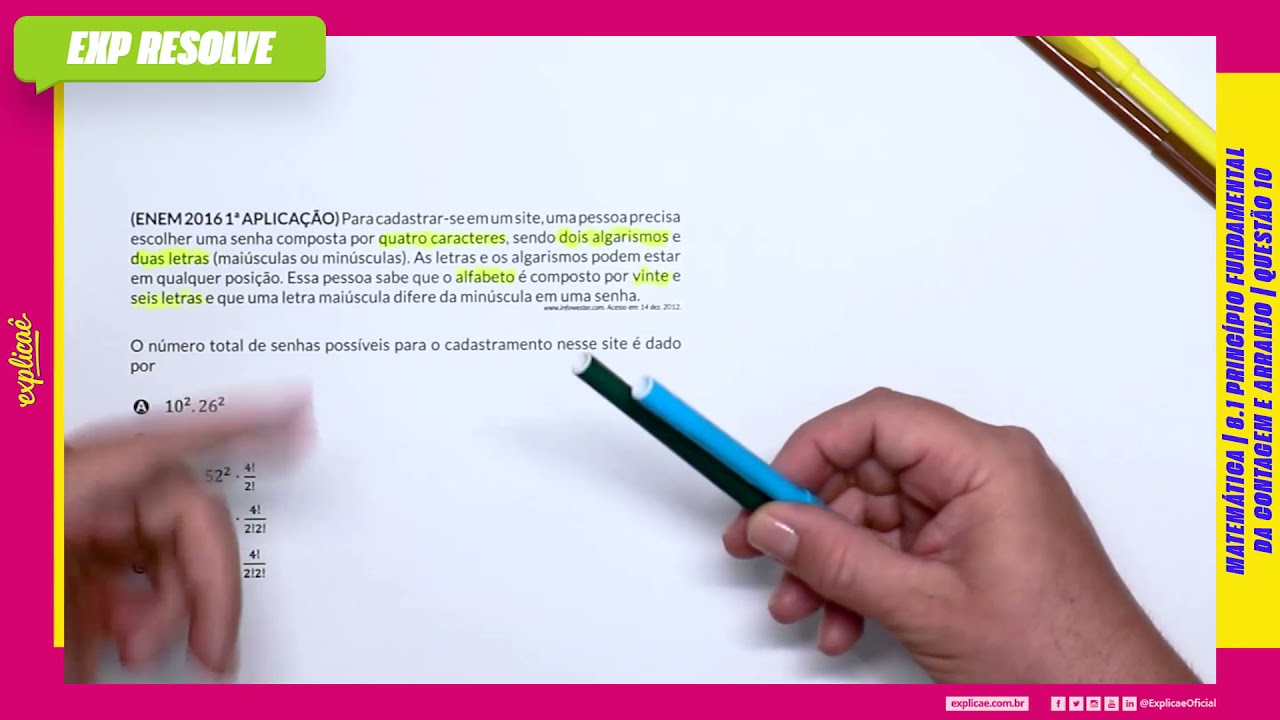 PARA CADASTRAR-SE EM UM SITE, UMA PESSOA PRECISA (...)| PRINCÍPIO FUNDAMENTAL DA CONTAGEM E ARRANJO